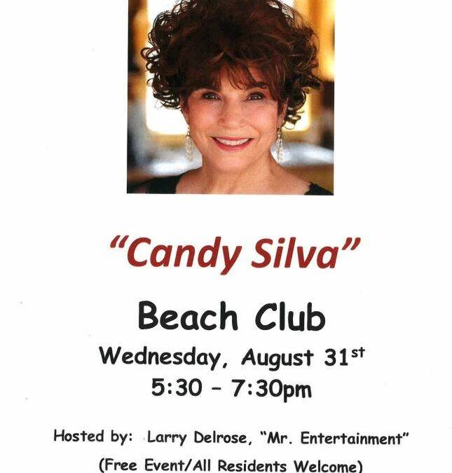 Candy Silva Beach Club Wednesday August 31st 5:30 – 7:30PM