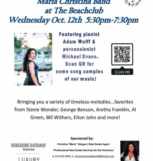 Maria Christina Band @ the Beachclub Wednesday Oct. 12th 5:30pm-7:30pm