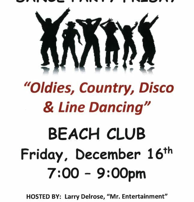 Dance Party Friday Dec 16 7:00 – 9:00 pm
