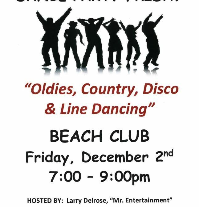 Dance Party Friday December 2nd 7:00 – 9:00 pm