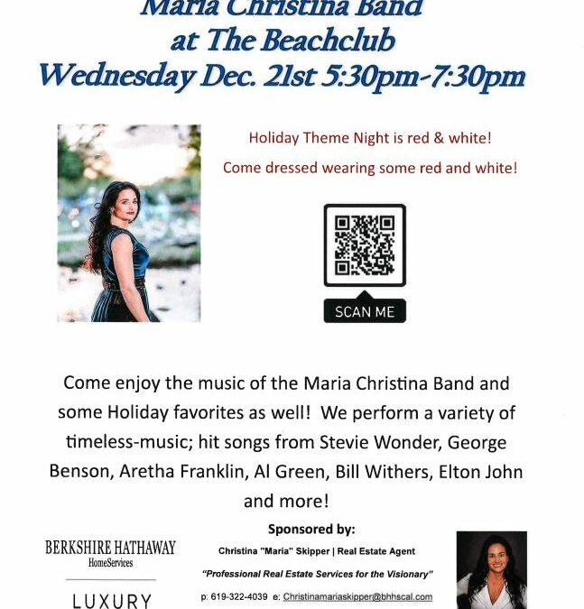Maria Christina Band Wednesday Dec. 21st 5:30pm – 7:30pm