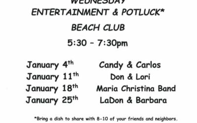 Wednesday Events Entertainment & Potluck 2023 January